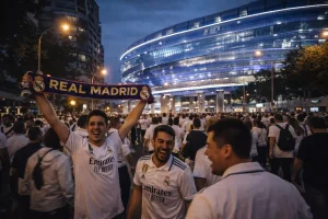 A sea of white shirts in Madrid's Chamartín district